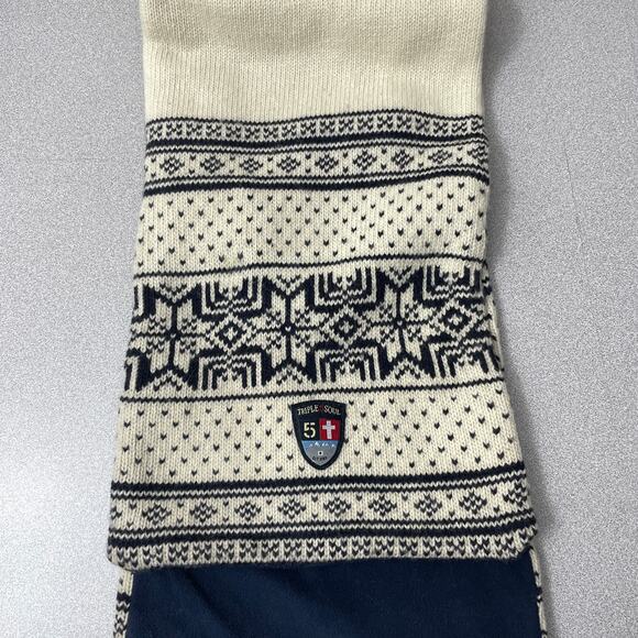 Triple 5 Soul Fairisle Wool Scarf Cream Snowflake Knit Outdoors Fleece * - Picture 4 of 10